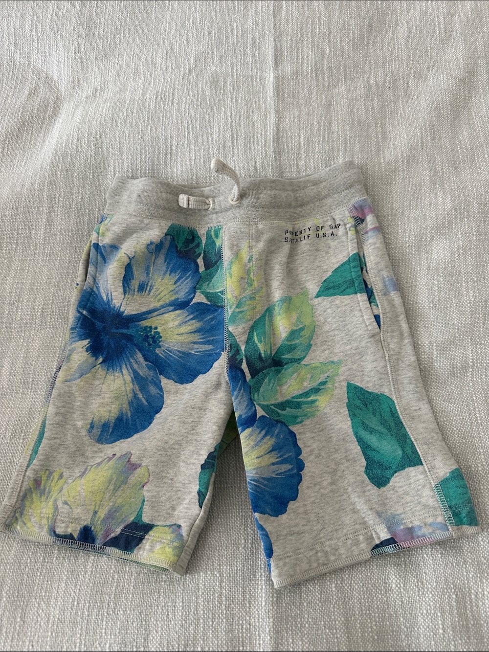 GAP Gray Shorts with Blue & Green Floral Print